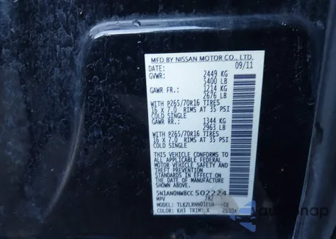 2012 Nissan Xterra S z USA, uszkodzony, nr VIN 5N1AN0NW8CC502224